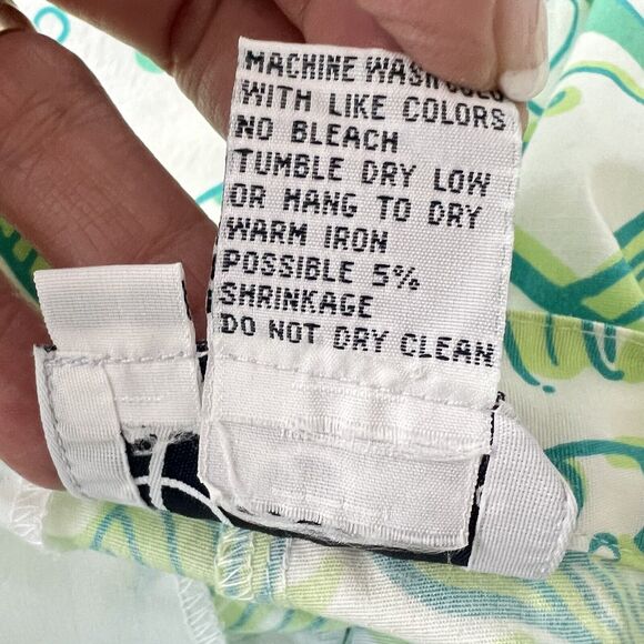 Lilly Pulitzer Shorts Women Size 8 Green White Fish Reef Stretch High Rise - Picture 14 of 14